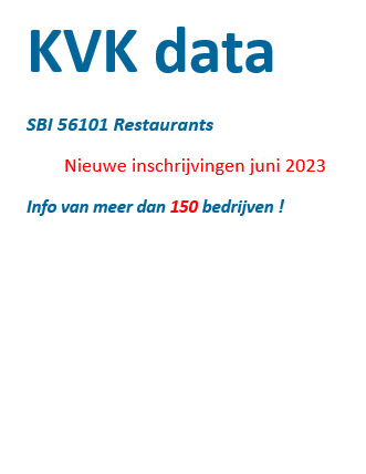 KVK data SBI code 56101 Restaurants - nieuw ingeschreven in maand juni 2023